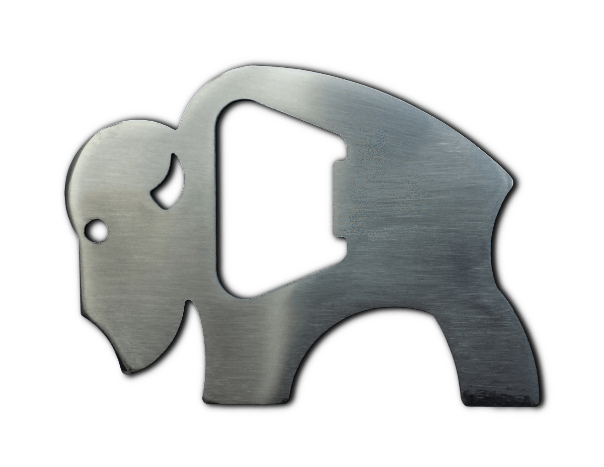 Bottle Opener - Bison Coolers. The lanyard hole makes it easy to attach to your favorite cooler. 