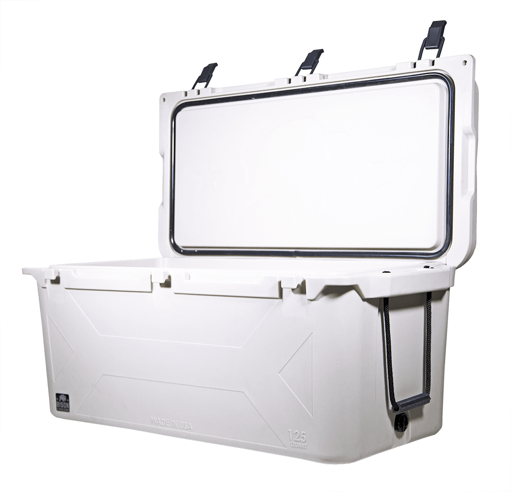 The American-made 125 QT Bison Cooler is perfect for BBQ competitions or catering events. © 2017 Bison Coolers
