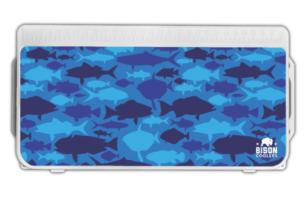 Bison Coolers Fish Camo Lid Graphic - Best Fishing Cooler Ice Chest Accessories
